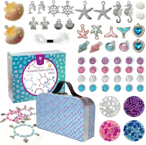 Miniatura 11 de Pinwheel Crafts Kit de Caja de Joyas DIY de Sirena para Niñas de 6+ Años - 530 Piezas Haz Tu Propia Caja de Joyas, Kits de Manualidades DIY
