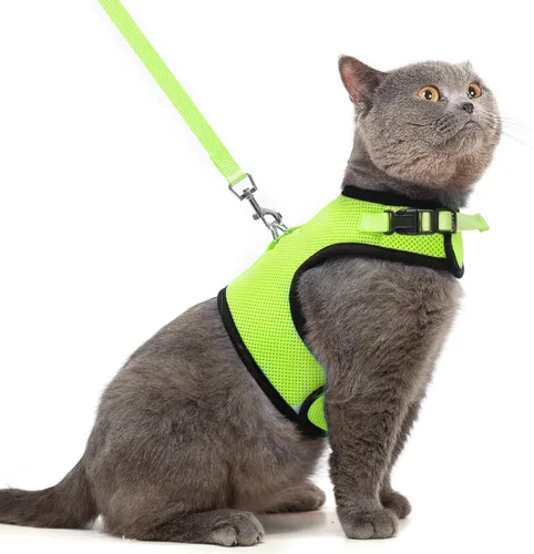 Miniatura 33 de PUPTECK Juego de arnés y correa de malla suave para gatos, arnés acolchado para mascotas, a prueba de escape, para gatos, perros pequeños, conejos