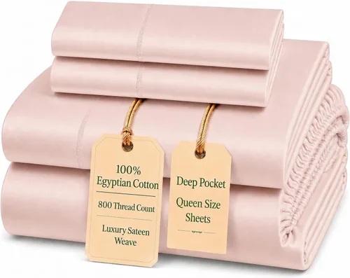 Miniatura 15 de Sábanas Twin XL 100% Algodón Para Cama Twin, Juego de Sábana Bajera Totalmente Elástica y Fundas de Almohada 800TC, Sábanas de Bolsillo Profundo 06