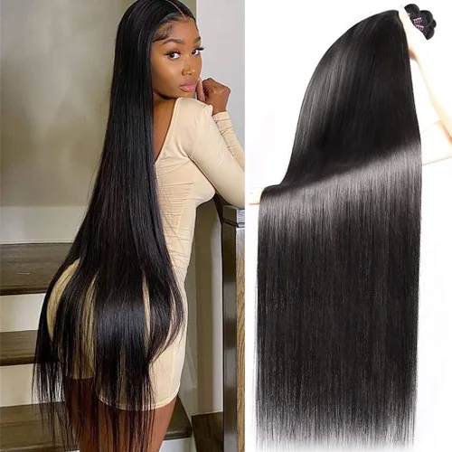 Miniatura 9 de Paquetes de pelo lacio brasileño, cabello humano virgen 100% sin procesar, color negro natural, 4 paquetes, 12, 14, 16 y 18 pulgadas