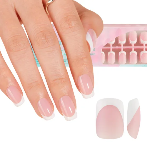 Miniatura 24 de Misssix Puntas de uñas de gel francesas negras, 240 piezas de puntas francesas de uñas postizas largas cuadradas, no es necesario limar, puntas 3