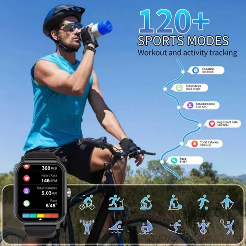 Miniatura 2 de Reloj inteligente para hombres y mujeres con llamadas, rastreador de actividad física de 1.83 pulgadas con monitor de frecuencia cardíaca/sueño