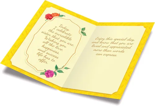Miniatura 2 de Prime Greetings Tarjeta de cumpleaños para hermana, hecha en Estados Unidos, ecológica, tarjeta gruesa con sobre de primera calidad de 5 x 7.75
