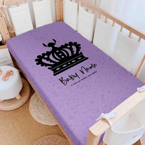 Miniatura 13 de Sábanas personalizadas para cuna para bebé niño y niña, diseño de flor de corona dorada, sábana bajera unisex para cuna para niño, suave como