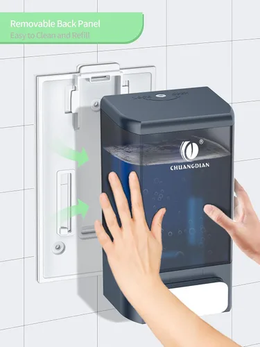 Miniatura 5 de Dispensador manual de jabón para baño y cocina, dispensador de jabón para baño, ducha, champú, gel, recipiente de plástico líquido, 34 onzas, gris