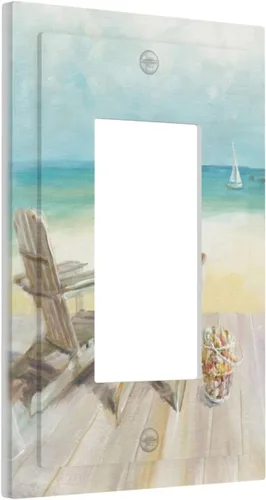 Miniatura 2 de Cubiertas de Tomacorrientes Silla de Playa Paisaje Marino Océano Azul Placa de Pared de 1 Gang Cubierta de Interruptor de Luz Basculante Individual