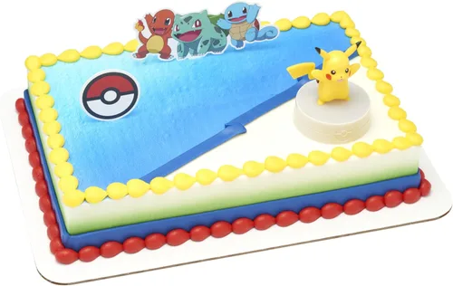 DecoSet® Pokémon Decoración de Pastel de Pikachu con Luz, Juego de Decoración de 3 Piezas, Decoraciones de Cumpleaños Para Pasteles de Todos los