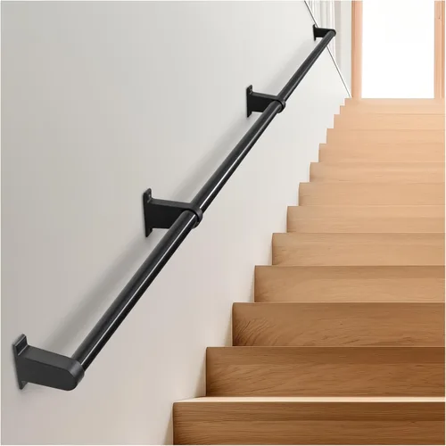 Miniatura 8 de Barandillas de mano de 3 pies para escalones al aire libre, barandillas industriales de metal para escaleras interiores, barandilla de montaje