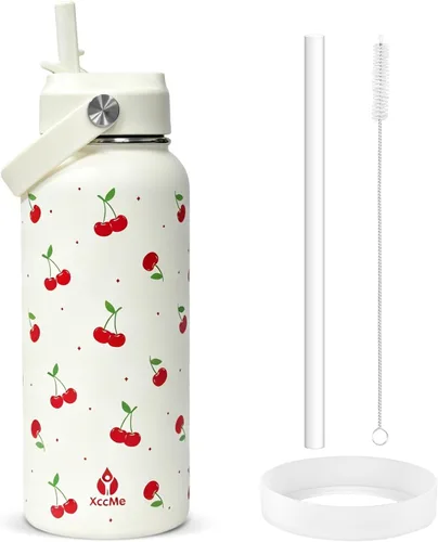 Miniatura 16 de Botella de agua aislada de 22 onzas, botellas de agua a prueba de fugas de acero inoxidable, taza térmica de viaje de boca ancha de doble pared