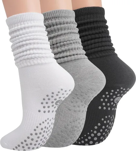 Miniatura 7 de Calcetines de pilates de agarre para mujer, calcetines de yoga con agarre para barre entrenamiento, hospital, calcetines largos