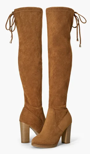 Miniatura 7 de Vepose Botas de gamuza con tacón grueso 996 para mujer, con plataforma y tacón grueso de 3.9 pulgadas