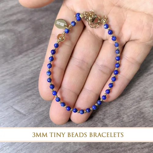 Miniatura 5 de Morchic - Pulsera ajustable de pulgadas para mujer, con mini cuentas de gemas naturales, serie de dijes de gemas de energía, regalo de cumpleaños