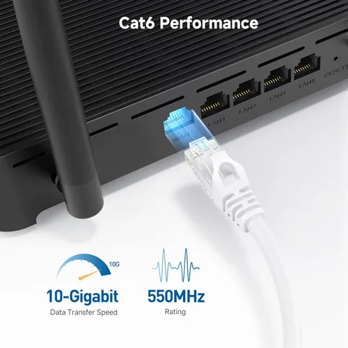 Miniatura 3 de Cable Matters 10Gbps 5-Pack de cables Ethernet Cat 6 cortos sin enganches - 1 pie, cable Cat 6, cable Cat6, cable Ethernet, blanco