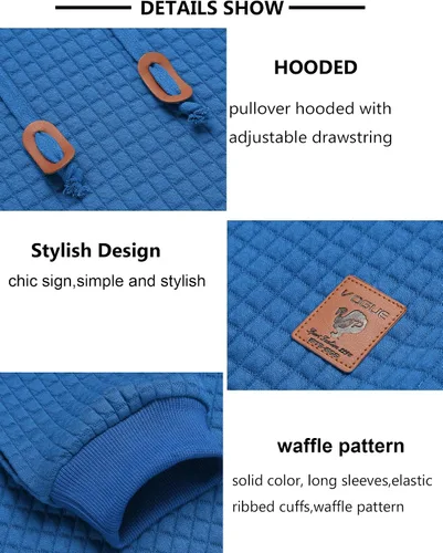 Miniatura 4 de COOFANDY Sudadera con capucha para hombre, casual, de manga larga, con cordón y punto gofre