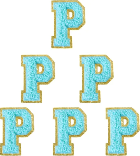 Miniatura 211 de 6 piezas de parches de letras de chenilla autoadhesivas, parches de letras preppy de 2 pulgadas para bolsos, ropa y sombreros, grandes pegatinas