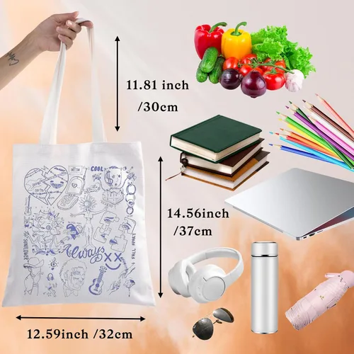 Miniatura 2 de BWWKTOP Bolsa de lona para cantante, hip hop, fanáticos del cantante, regalos Stay Away Always Tired Shoulder Bag Song Lyrics Merchandise