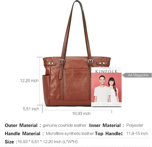 Miniatura 2 de Bolsas para ordenador portátil para mujer de cuero genuino maletín grande bolso de hombro para señoras bolsos de trabajo 156 pulgadas cartera