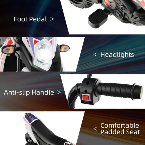 Miniatura 5 de INFANS Motocicleta para niños de 12 V, con licencia Aprilia RX125, motocicleta de montar para niños pequeños con ruedas de entrenamiento, suspensión