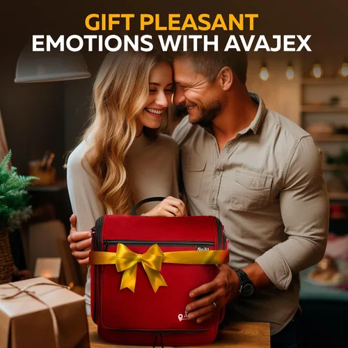 Miniatura 8 de Bolsa de aseo de viaje para hombres y mujeres - Organizador grande colgante de artículos de tocador - Bolsa de higiene impermeable con gancho L Rojo