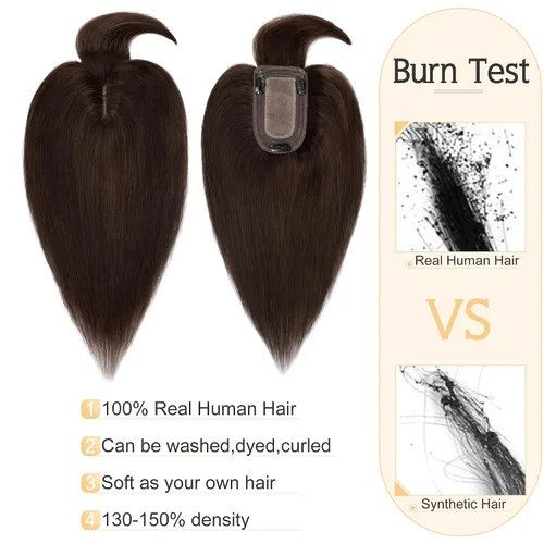 Miniatura 2 de SEGO Extensiones de pelo para mujeres con flequillo, cabello humano real, base de seda de 7 * 13 cm, 100% Remy, cabello humano con clip, piezas