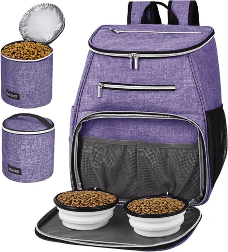 Miniatura 11 de BAGLHER Mochila de viaje para perros, mochila de suministros para mascotas aprobada por aerolíneas, mochila de viaje para perros con 2 cuencos Rojo