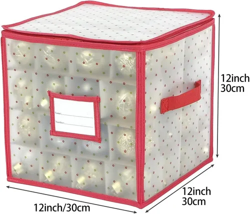 Miniatura 2 de Sattiyrch Caja de almacenamiento para adornos navideños de plástico con cierre con cremallera - Almacena hasta 64 adornos navideños estándar de 3