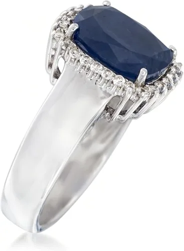 Miniatura 3 de Ross-Simons 4.50 Carat Sapphire and .20 ct. t.w. White Topaz Ring in Sterling Silver