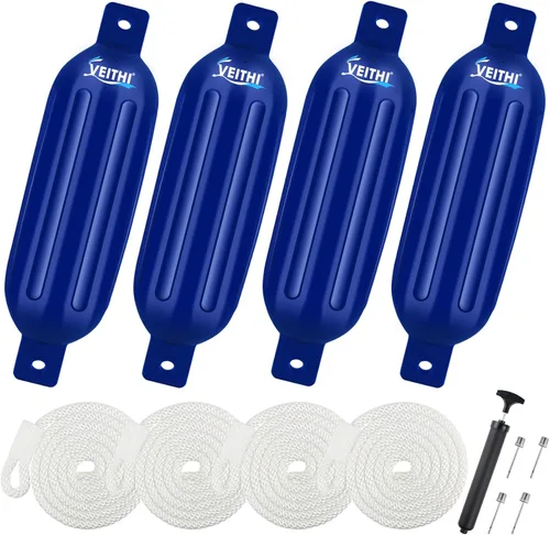 Miniatura 72 de Juego de 4 guardabarros para barco de 4.5/5.5/6.5/8.5/10/16 pulgadas, parachoques de vinilo con ojos gemelos acanalados, parachoques para barco
