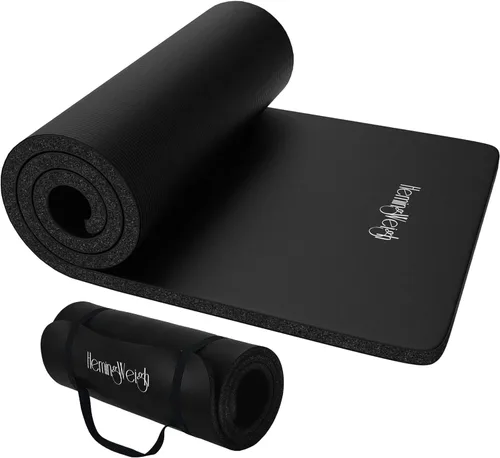 Miniatura 6 de HemingWeigh Tapete de yoga antideslizante extra grueso de 1 pulgada – Tapetes de ejercicio para entrenamientos en casa, color negro