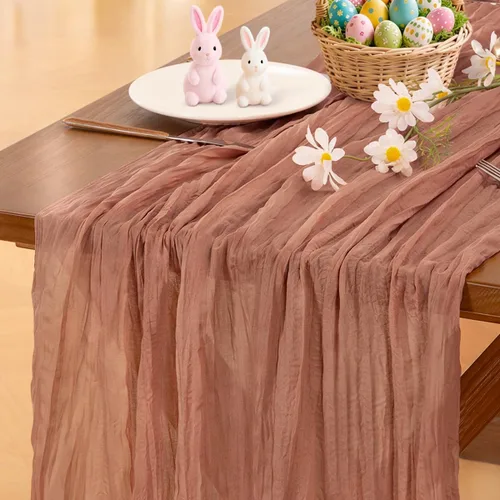 Miniatura 27 de Socomi - 10 caminos de mesa de gasa, estilo bohemio y rústico, para primavera, Pascua, bodas, fiestas, baby showers, cumpleaños y decoración, 120
