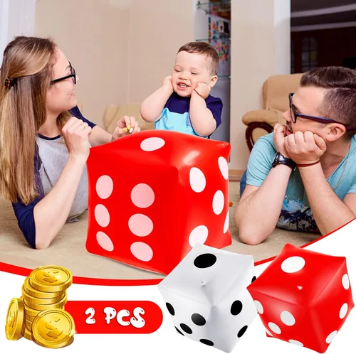 Miniatura 6 de Aoriher Paquete de 2 dados inflables gigantes, dados gigantes de 11.8 pulgadas para juegos amplios en interiores y exteriores, juguetes de piscina
