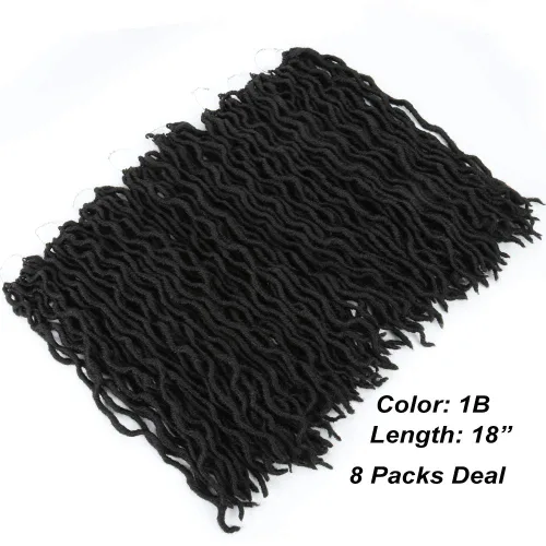 Miniatura 3 de Eliza Locs Gitanos Ondulados Ombre Cabello de Crochet 18" 8 Paquetes/Lote Locs de Diosa Fibra Sintética Locs Falsos Raíces Africanas Dreadlocs