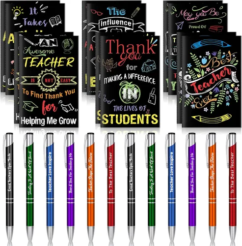 Miniatura 10 de Geyee 24 mini bolígrafos motivacionales, blocs de notas inspiradores, regalos de agradecimiento a granel, diarios pequeños, juego de bolígrafos