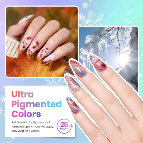 Miniatura 55 de Beetles - Kit de esmalte de uñas de gel con luz UV – 80 piezas de encantamiento de color, kit de uñas de gel de 55 colores con capa base de todo