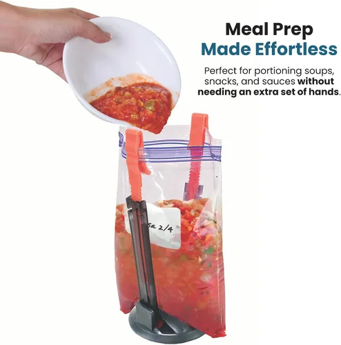 Miniatura 5 de Jokari Paquete de 2 estantes holgados fortificados con ventosa para mayor estabilidad al llenar bolsas de plástico con cierre de cremallera. Clips