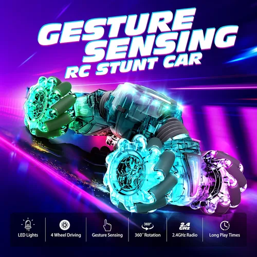 Miniatura 4 de Tecnock Coche de Control Remoto para Niños Niñas, 2.4GHz 4WD RC Coche de Acrobacias con Detección de Gestos - Coches RC con Control de Mano de Doble