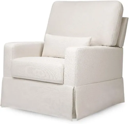 Namesake Crawford Pillowback Comfort Swivel Glider en tela ecológica de rendimiento crema, repelente al agua y resistente a las manchas, con Crema