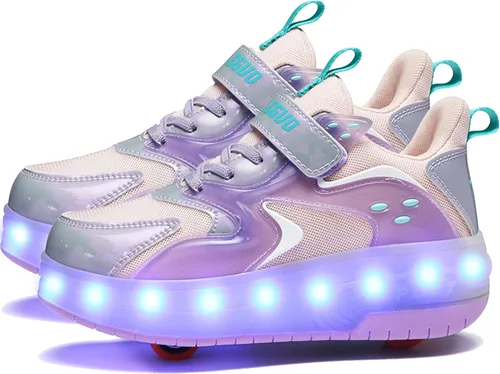 Miniatura 16 de AIkuass Zapatos con ruedas LED y USB recargables, zapatillas de patinaje con luces para niños y niñas