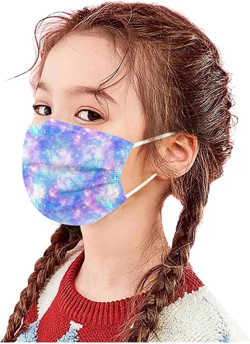 Miniatura 5 de 50 piezas mascarillas faciales para niños, 3 capas, no tejidas, transpirables, protectoras, para niños y niñas, para exteriores y escuela 50 piezas