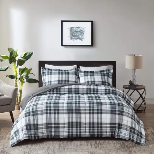 Miniatura 9 de Madison Park Essentials - Juego de ropa de cama con edredón a cuadros Parkston y funda a juego, cubierta antimanchas Scotchguard 3M, hipoalergénico
