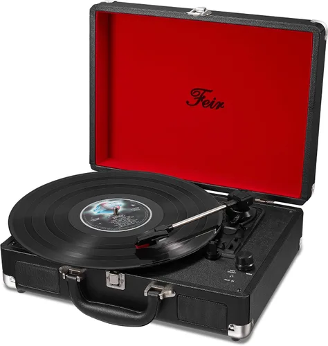 Reproductor de discos de vinilo con altavoces de 3 velocidades, tocadiscos portátil tipo maleta con 2 altavoces incorporados, salida de línea RCA,