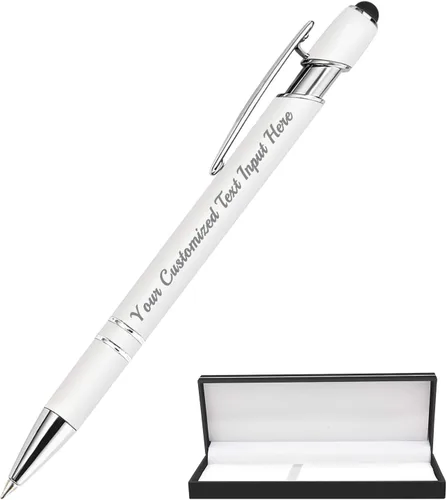 Miniatura 44 de Bolígrafo personalizado, 50 bolígrafos personalizados, grabado a granel con logotipo de nombre, lápiz digital de tinta negra suave con toque