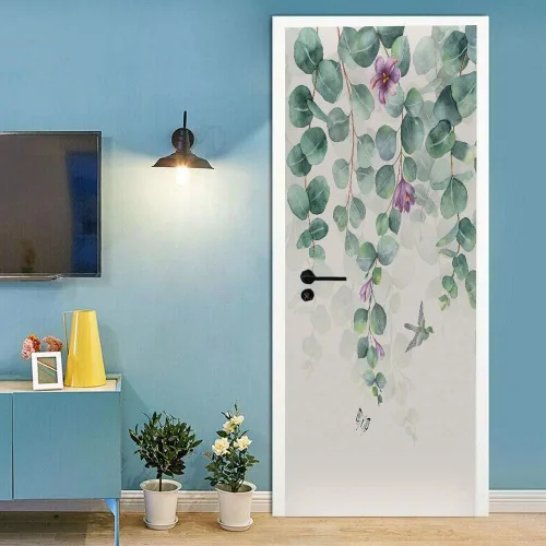 Miniatura 11 de Calcomanías 3D para puerta, murales para despegar y pegar, diseño de flores, papel tapiz para puerta, calcomanías autoadhesivas extraíbles de PVC