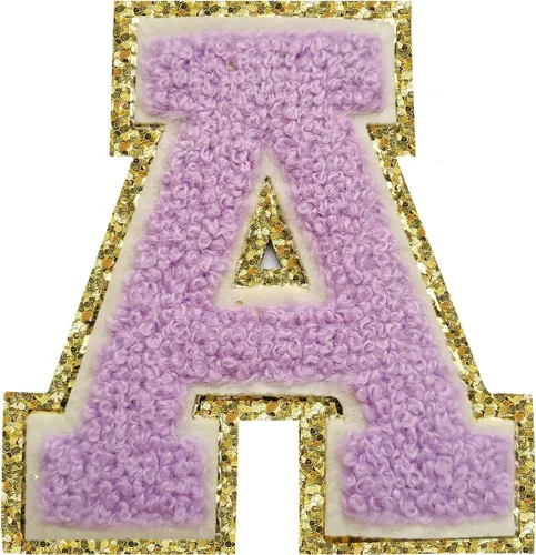 Miniatura 35 de SPRT - Parches de letras de chenilla universitaria con purpurina, parche de letras blancas para planchar con letras del alfabeto para disfraz