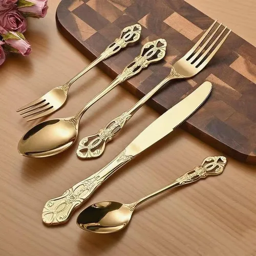Miniatura 8 de flatware set, modern royal gold stainless Steel silverware set for Wedding and Festival, service for 4, daily use cutlery set utensil set
