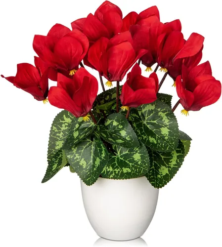 Miniatura 8 de Hollyone Flores artificiales de hortensias azules en maceta, flores grandes de seda de tres cabezas, arreglos florales falsos para interiores