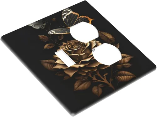 Miniatura 864 de Placa Decorativa de Pared de Granja Rústica con Cuerno de Madera para Puerta de Granero 1 Banda Duplex Cubiertas de Toma Eléctrica Soltera