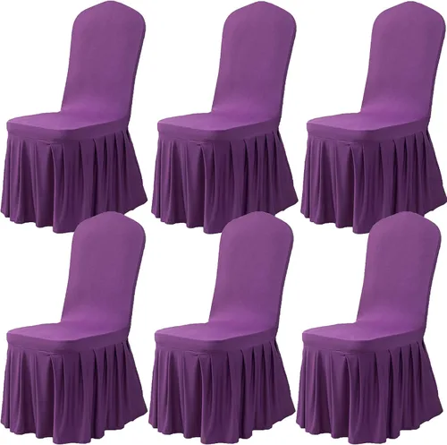 Miniatura 16 de Dimatic Juego de 2 fundas elásticas para sillas de comedor, fundas Parsons con falda, de elastano súper ajuste, funda protectora de asiento para Azul