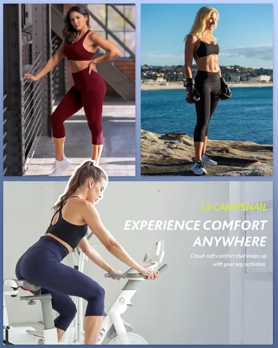 Miniatura 4 de Paquete de 4 leggings capri para mujer, pantalones capri de cintura alta, control de abdomen, pantalones de yoga con bolsillos, mallas de ciclismo