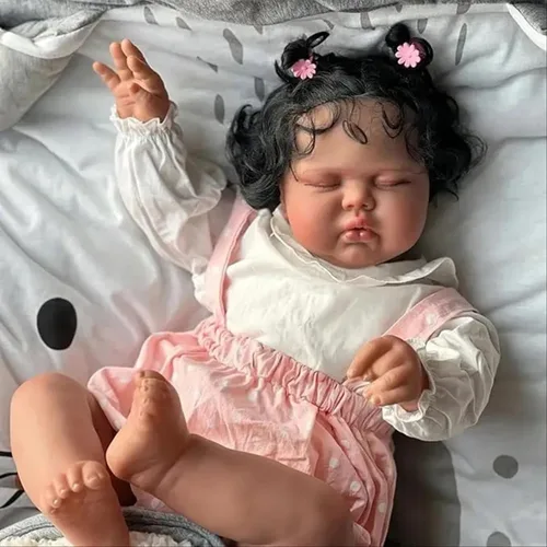 Miniatura 10 de Angelbaby Muñecas de bebé negras Reborn de 26 pulgadas, tamaño grande, realista, afroamericana, niña pequeña, pipa, cuerpo de tela pesada, bebés